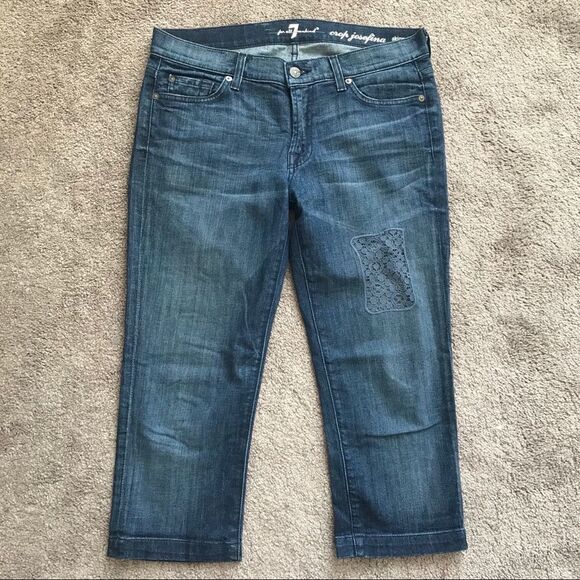 7 For All Mankind Size 27 Crop Ankle Josefina Skinny Boyfriend Denim Jeans - Picture 1 of 6